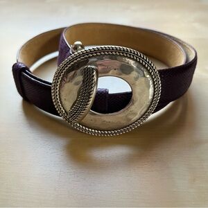 Purple ‘Snakeskin’ Belt with Silver Buckle